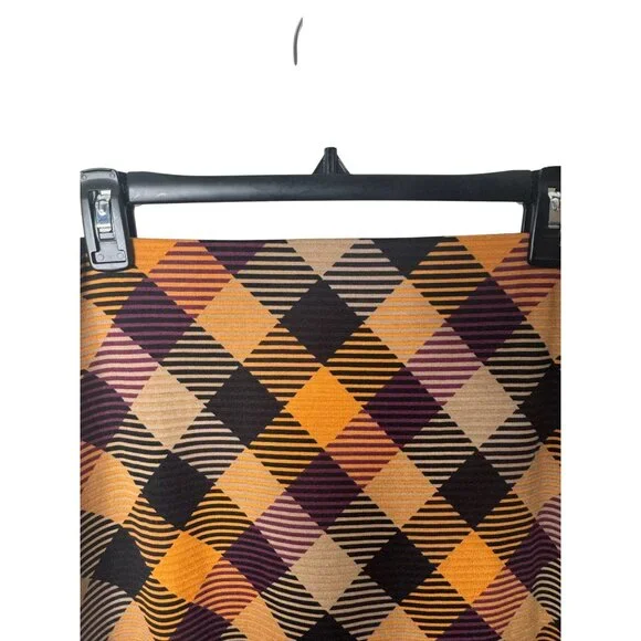 NWT Grace Elements Medium Multicolor Gold Plum Black Camel Geometric Tight Skirt - Picture 5 of 13